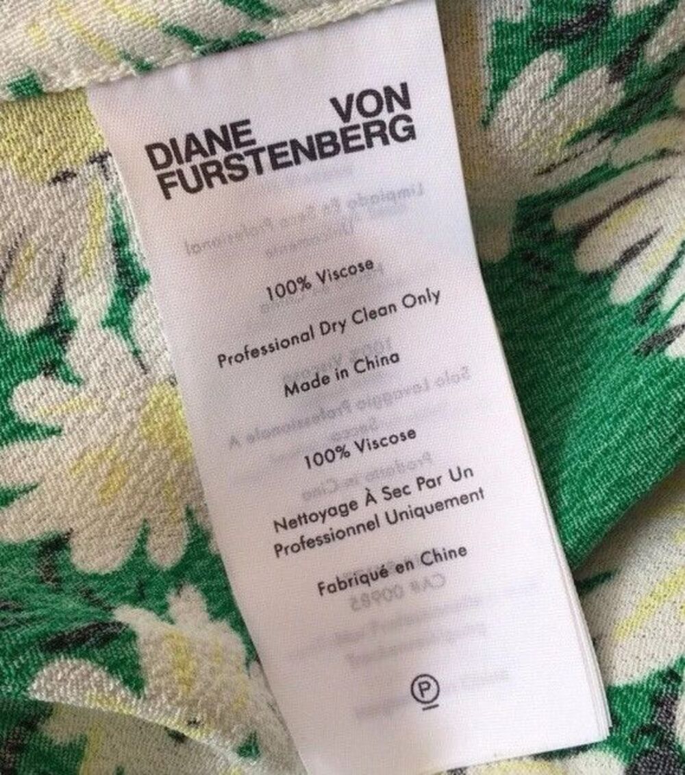 Diane Von Furstenberg womens Eloise Faux Wrap Midi Dress sz 00 Green Floral $378 - Picture 9 of 9